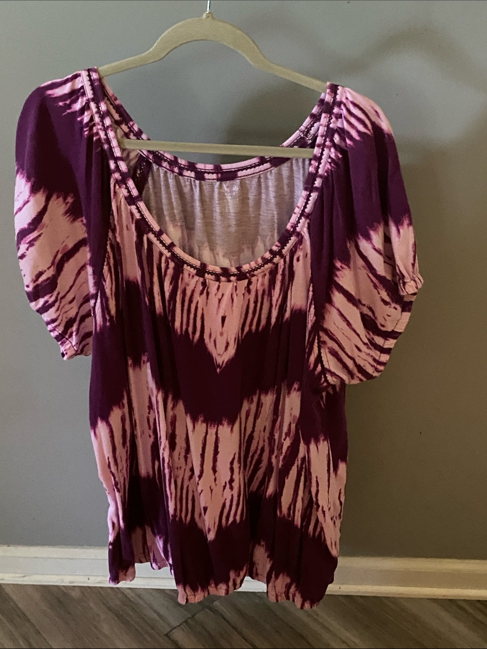 Lane Bryant Purple & Pink Tie-Dye Scoop Neck Tunic
